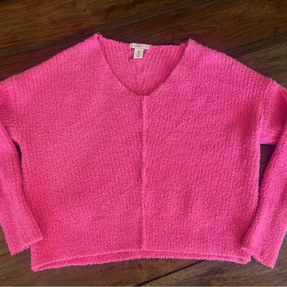 Sincerly Jules Sweaters - Sincerely Jules Womens Long Sleeve Fuzzy V Neck Sweater Pink Size: Small